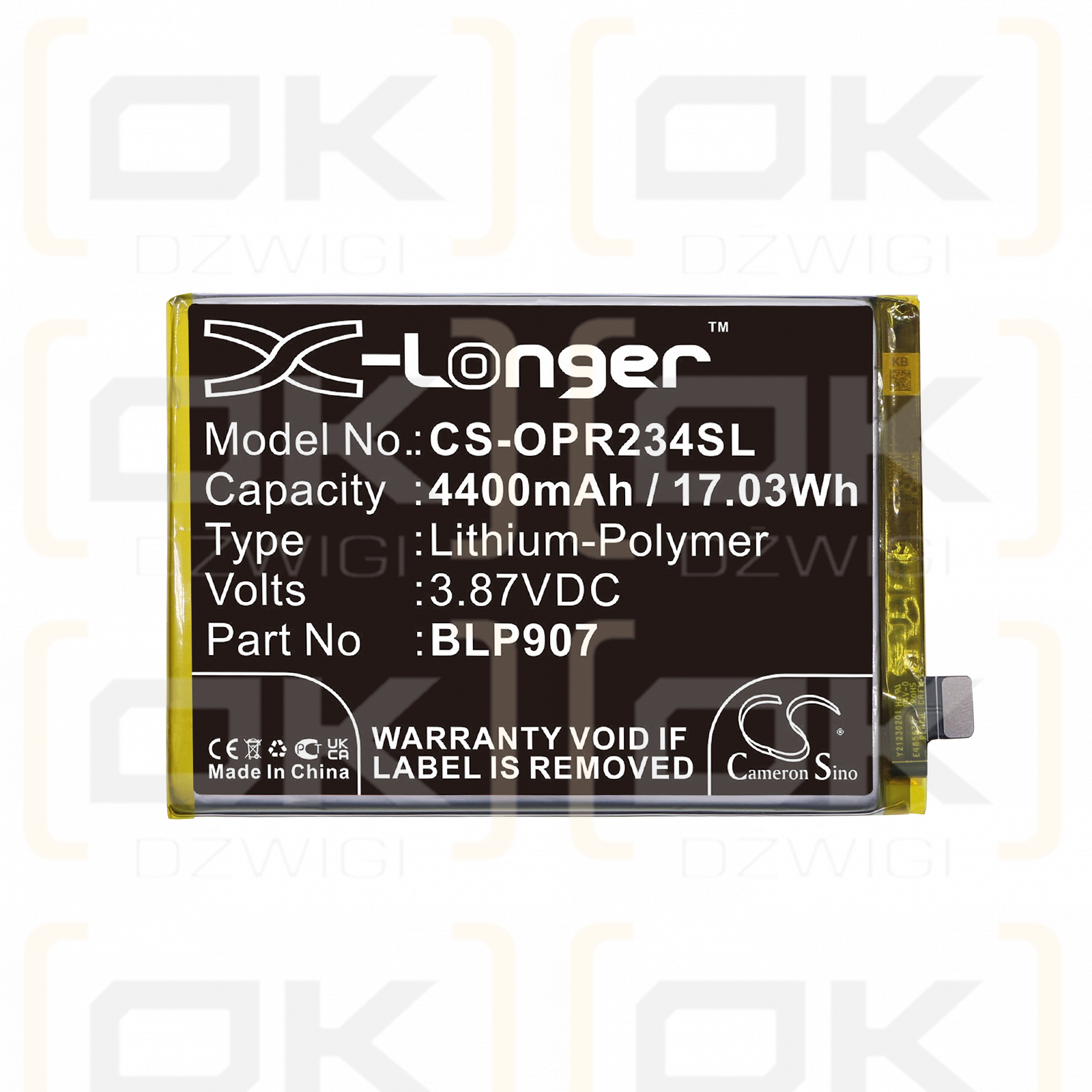 OPPO CPH2343 / BLP907 4400mAh Li-Polymer 3.87V (Cameron Sino)