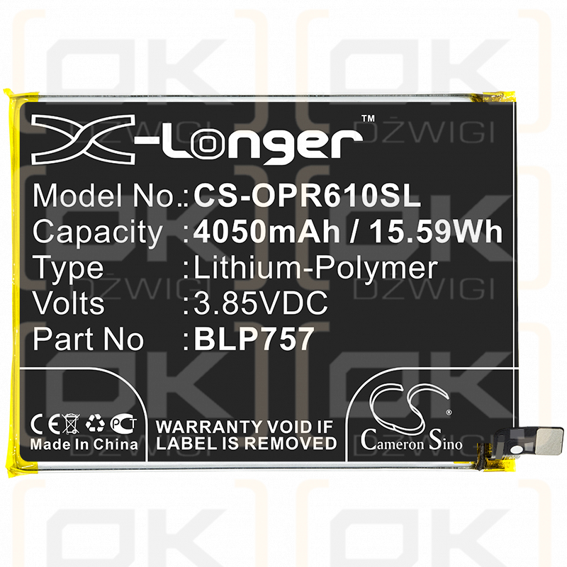 OPPO RMX2002 / BLP757 4050 mAh Li-Polymer 3,85 V (Cameron Sino)