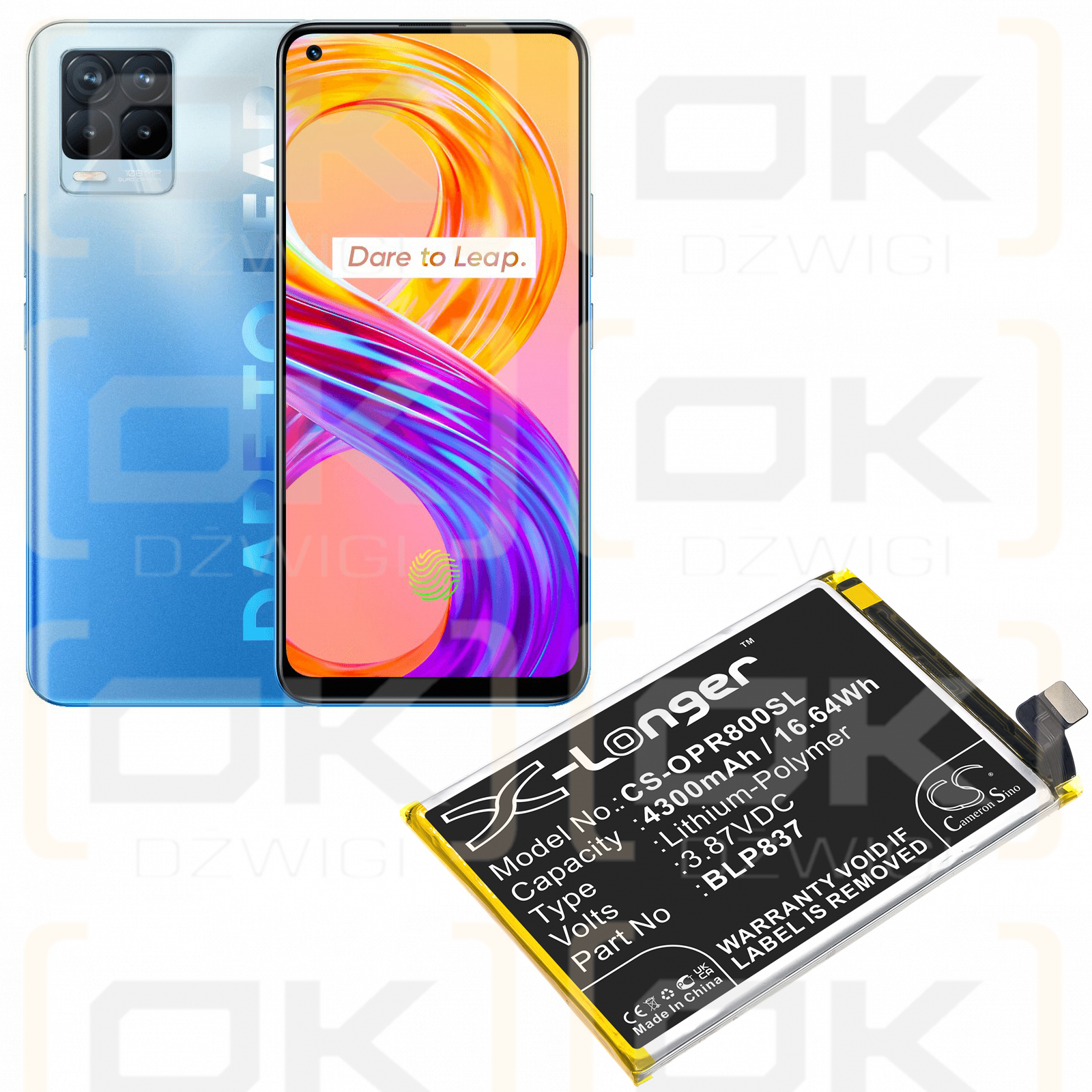 OPPO Realme 8 Pro / BLP837 4300mAh Li-Polymer 3.87V (Cameron Sino)