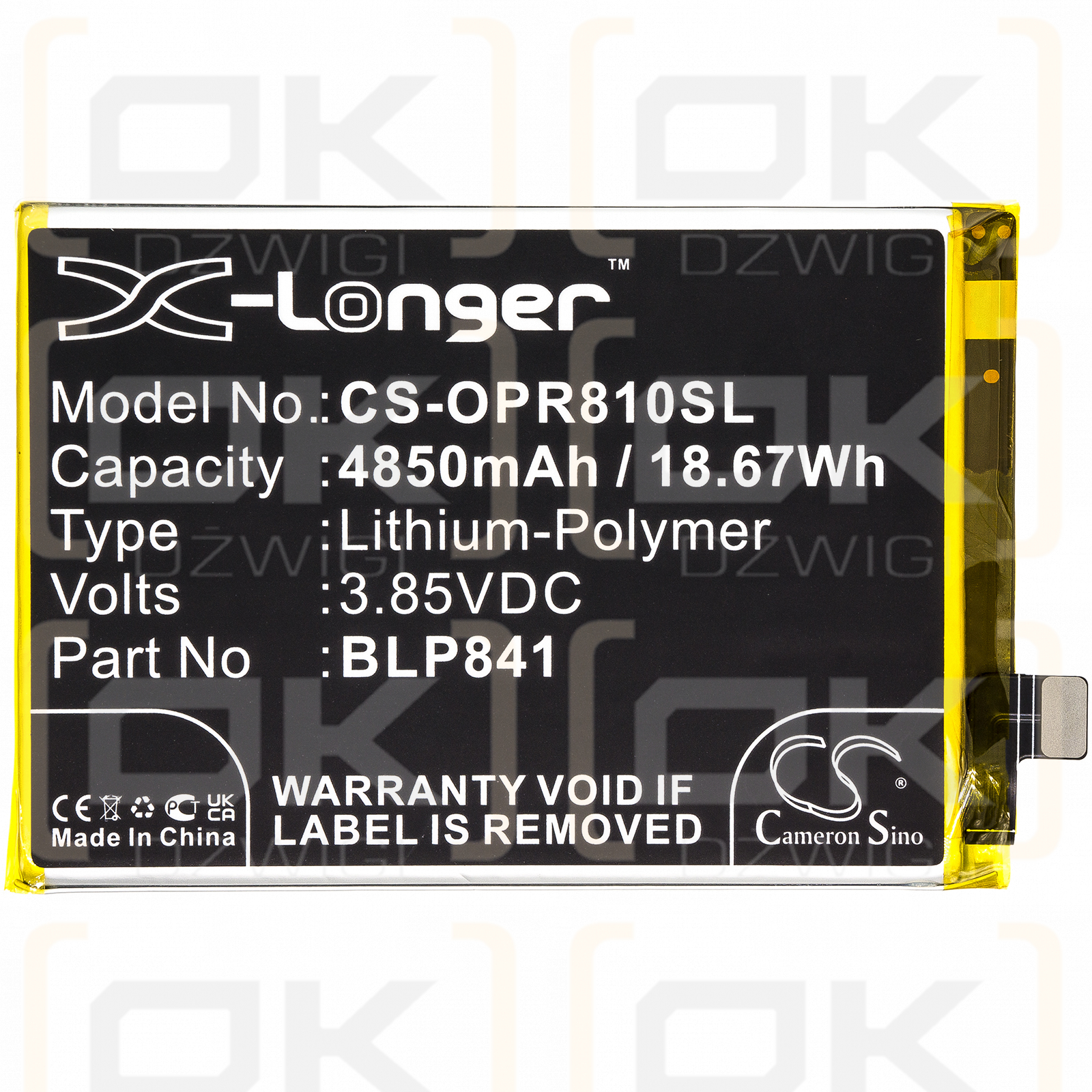 OPPO RMX3085 / BLP841 4850mAh Li-Polymer 3.85V (Cameron Sino)