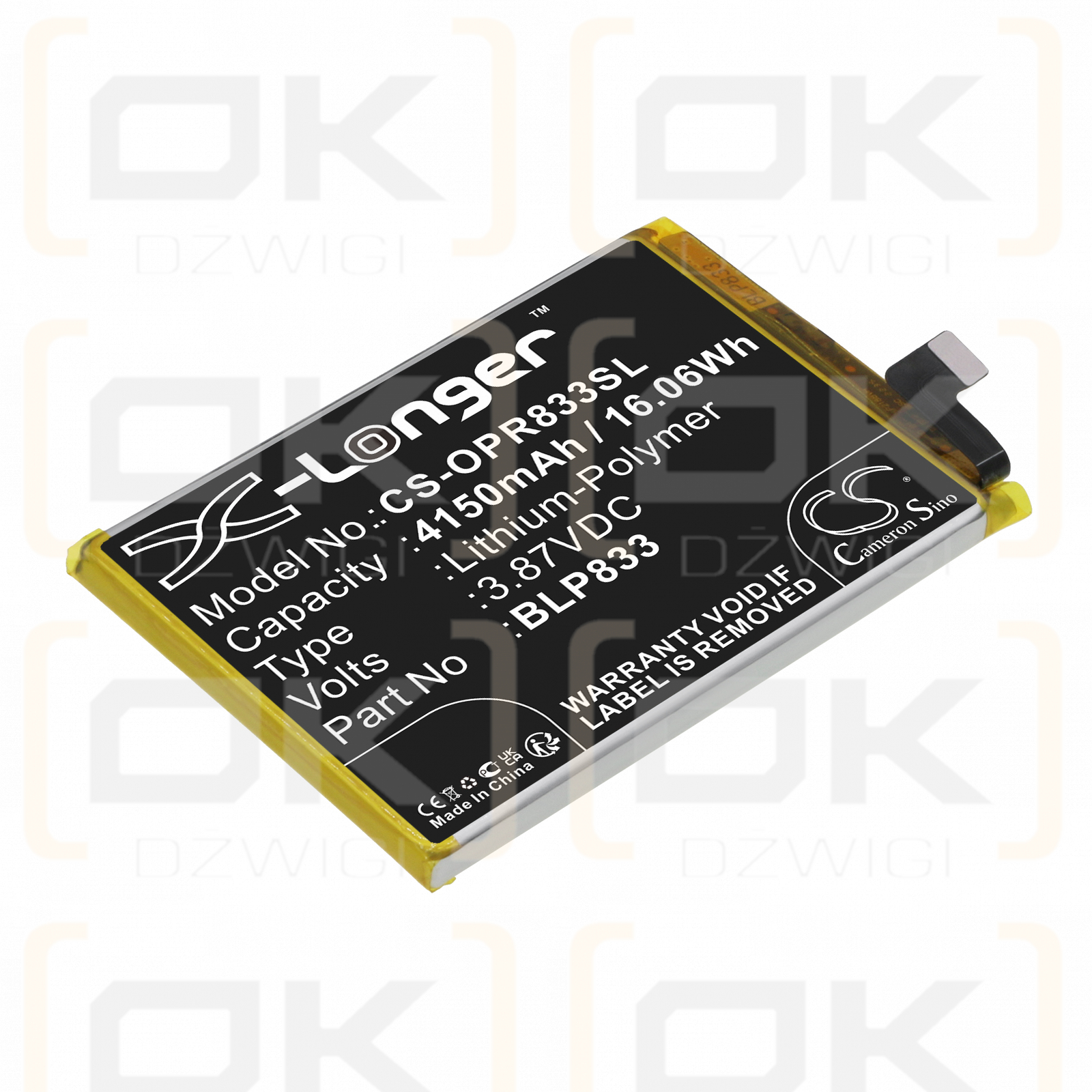 OPPO RMX3092 / BLP833 4150 mAh Li-Polymer 3,87 V (Cameron Sino)