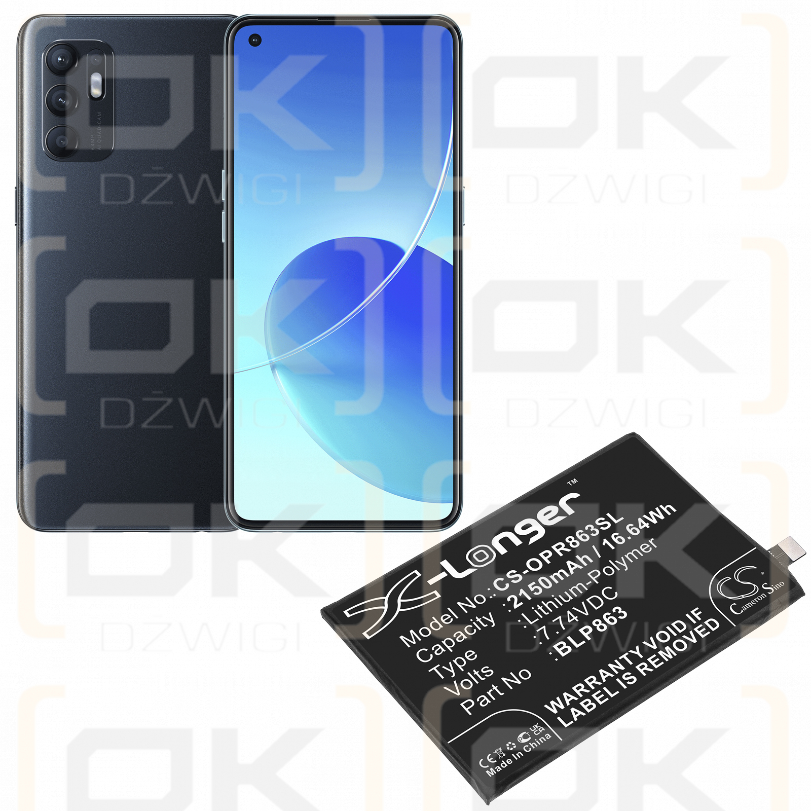 OPPO CPH2235 / BLP863 2150mAh Li-Polímero 7.74V (Cameron Sino)