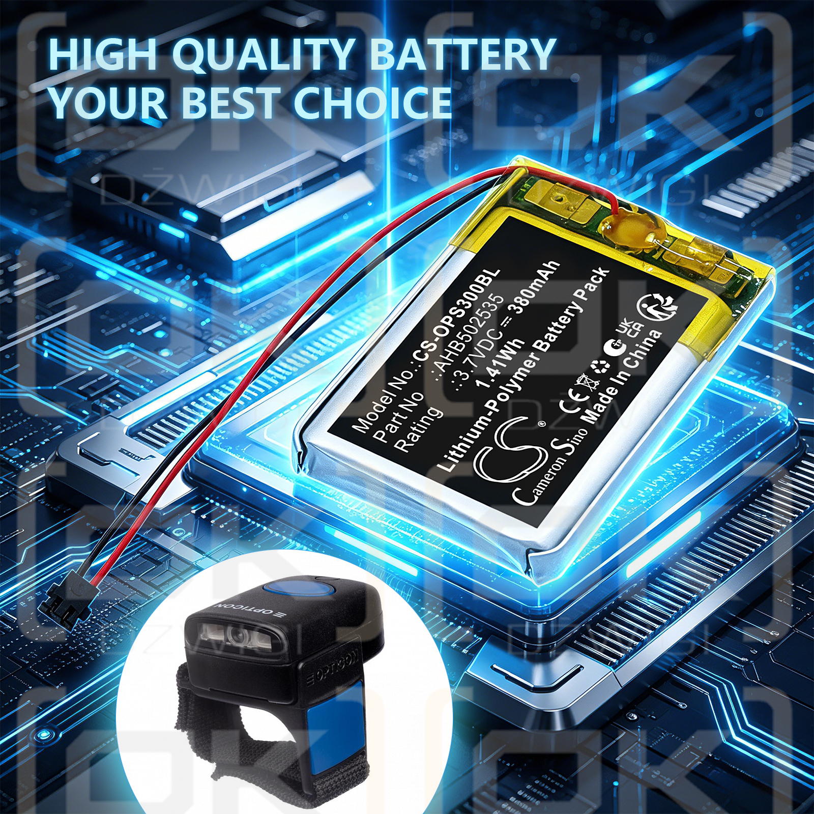 Bateria zamienna do Opticon RS-3000 / AHB502535 380 mAh Li-Polymer 3.7 V (Cameron Sino)