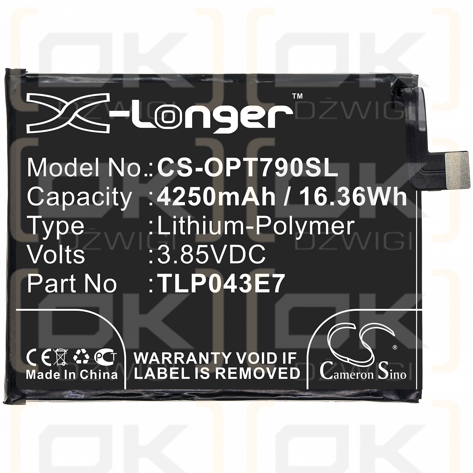 T-Mobile Revvl 5G / TLP043E7 4250 mAh Li-Polymer 3,85 V (Cameron Sino)