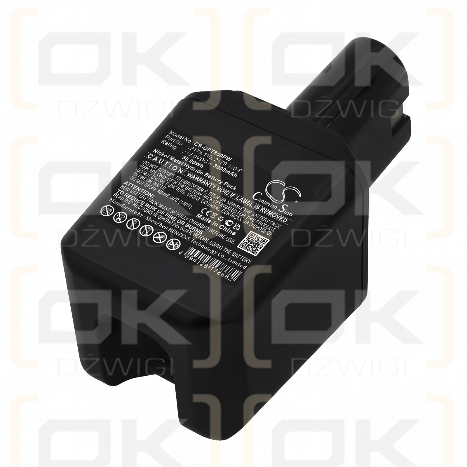 Batería de repuesto para Orgapack STB-60 / 2179.110 3000 mAh Ni-MH 12 V (Cameron Sino)