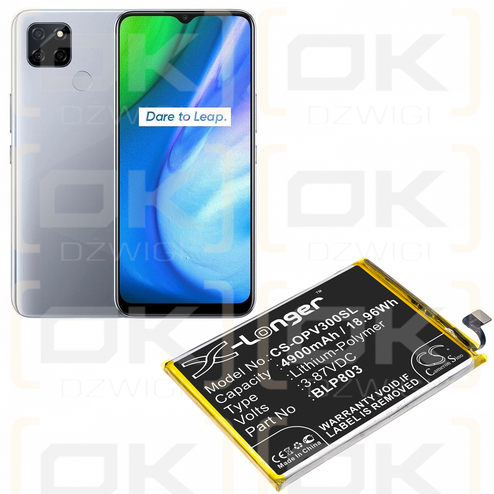 OPPO Realme V3 / BLP803 4900 mAh Li-Polymer 3,87 V (Cameron Sino)