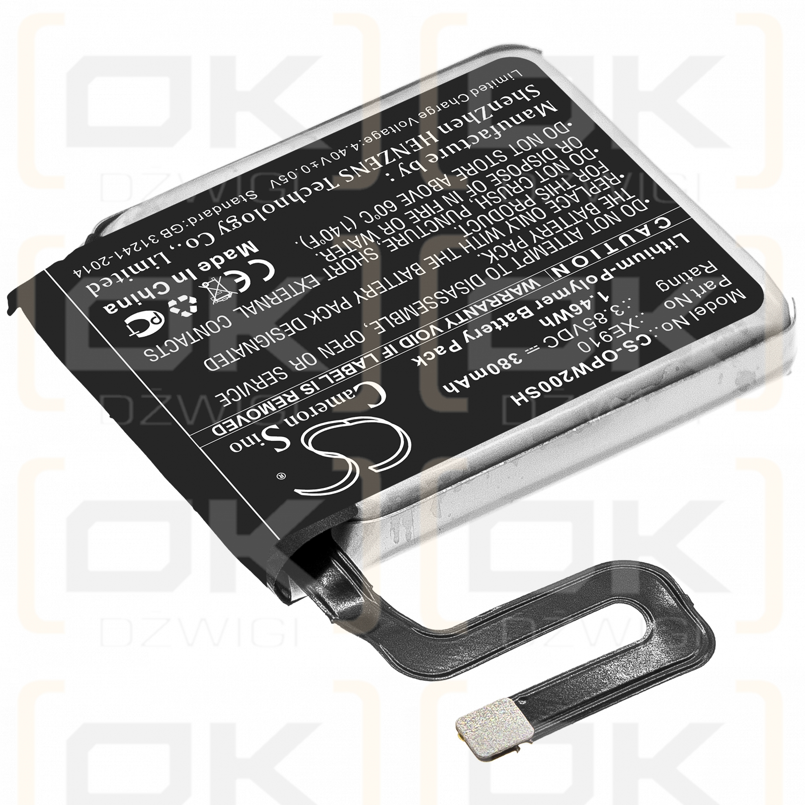 Reloj OPPO 46 mm / XE910 380 mAh Li-polímero 3,85 V (Cameron Sino)