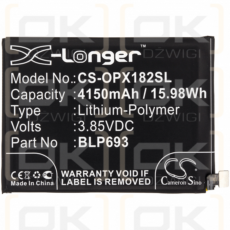 OPPO RMX1821 / BLP693 4150 mAh Li-Polymer 3,85 V (Cameron Sino)