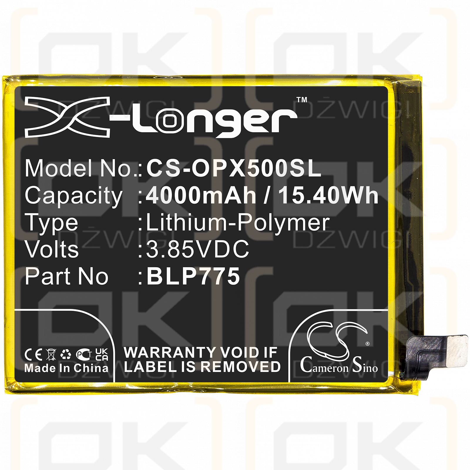 OPPO RMX2021 / BLP775 4000 mAh Li-Polymer 3,85 V (Cameron Sino)