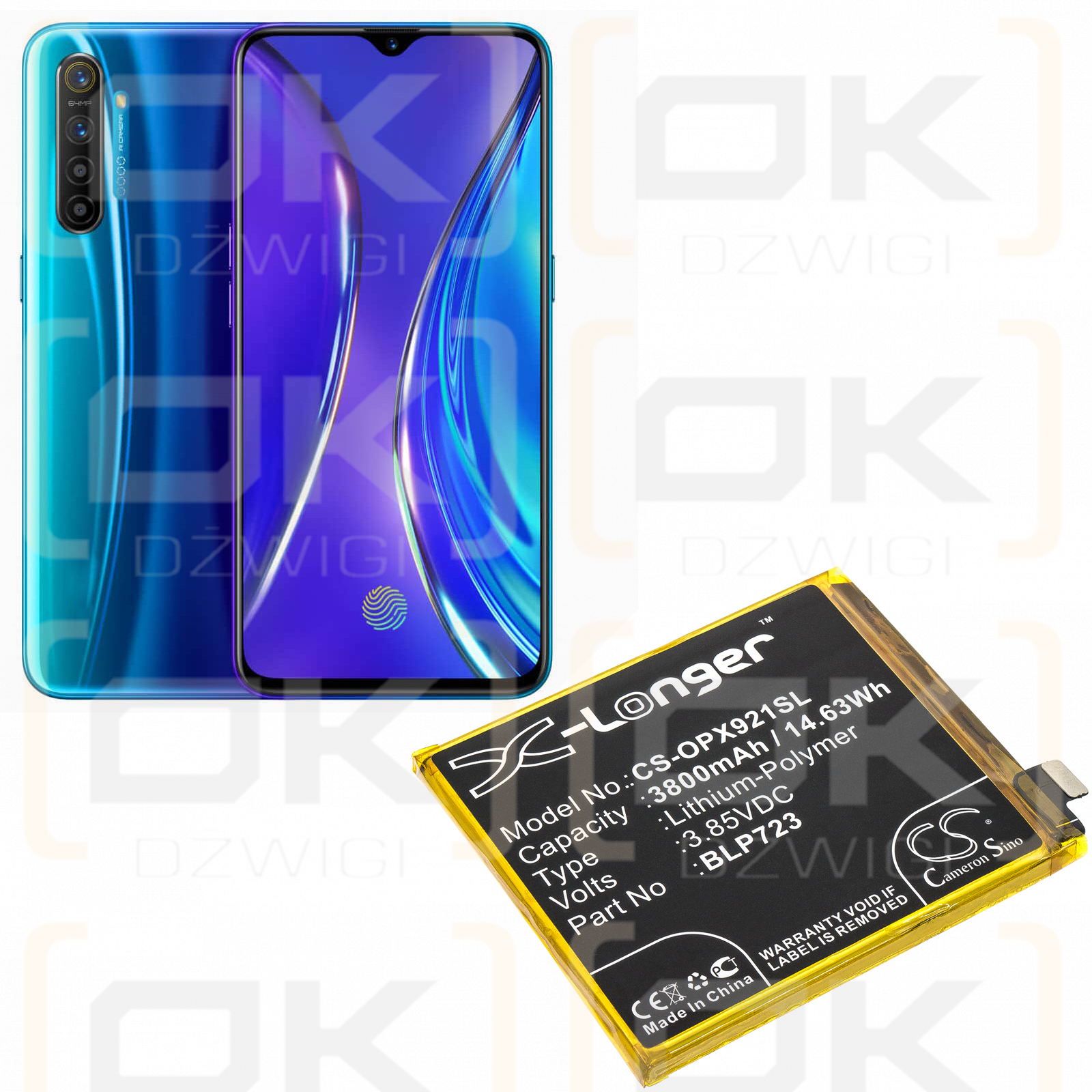 OPPO RMX1921 / BLP723 3800 mAh Li-Polymer 3,85 V (Cameron Sino)