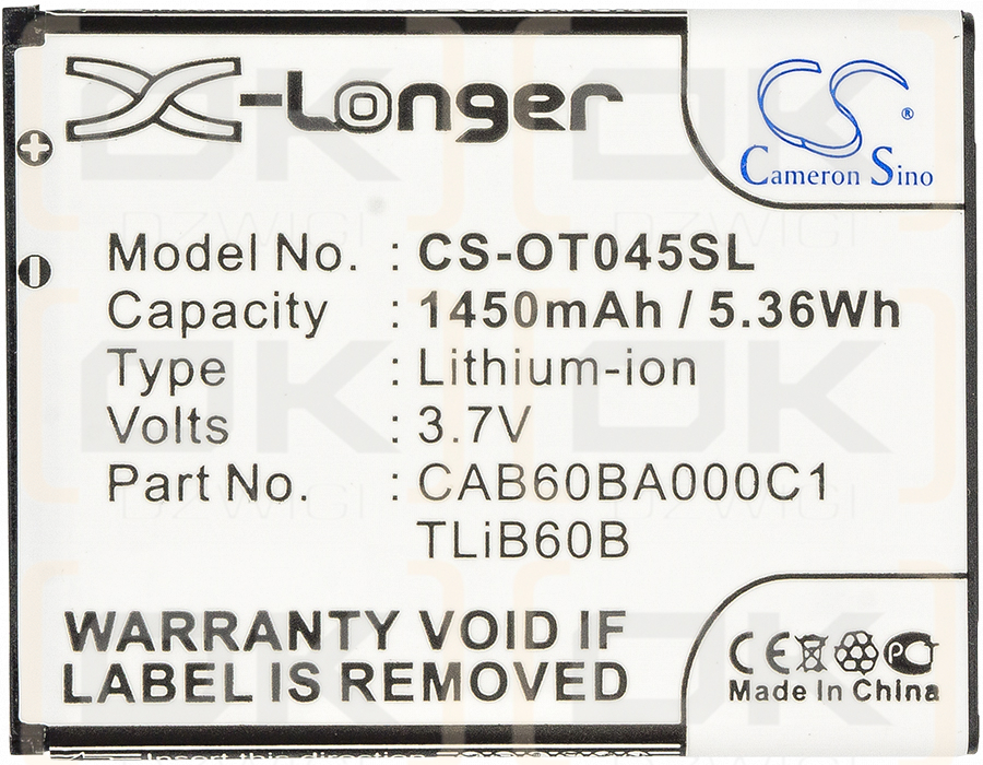 Alcatel ADR3045 / CAB60BA000C1 1450 mAh Li-Ion 3,7 V (Cameron Sino)