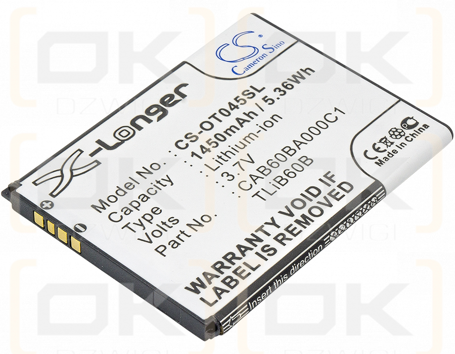 Alcatel ADR3045 / CAB60BA000C1 1450 mAh Li-Ion 3,7 V (Cameron Sino)