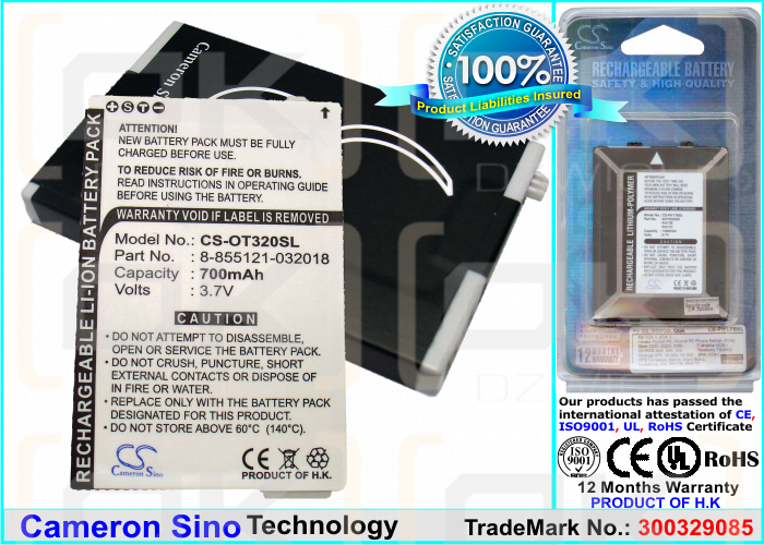Replacement Battery for Alcatel XG1 / ​​8-855121-032018 700 mAh Li-ion 3.7 V (Cameron Sino)