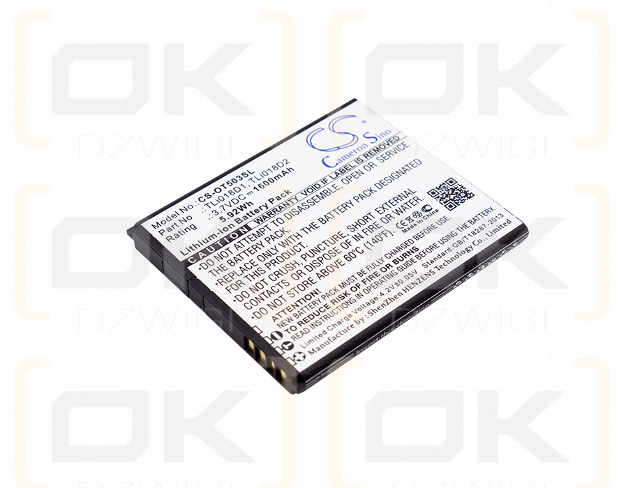 Alcatel One Touch Link Y858V / TLi018D1 1600 mAh Li-Ion 3,7 V (Cameron Sino)