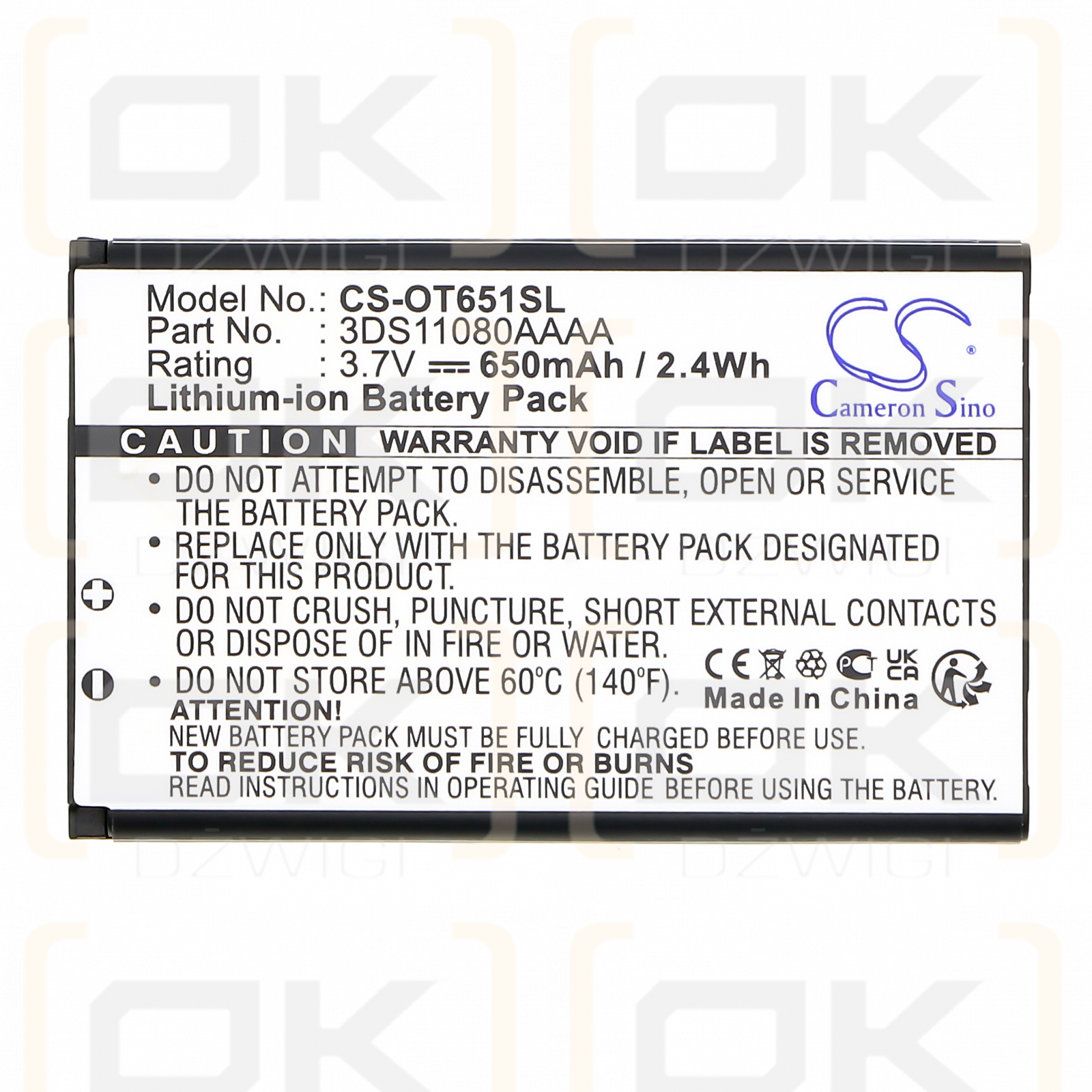 Alcatel One Touch E205C / 3DS11080AAAA 650mAh Li-ion 3.7V (Cameron Sino)