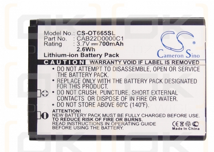 T-Mobile Accord / CAB22D0000C1 700mAh Li-ion 3.7V (Cameron Sino)