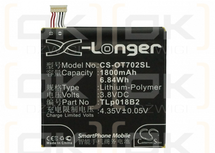 Alcatel OT-7024N / TLp018B2 1800 mAh Li-Polymer 3,8 V (Cameron Sino)