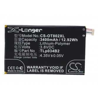 Alcatel OT-7050 / TLp034B2 3400 mAh Li-Polymer 3,8 V (Cameron Sino)