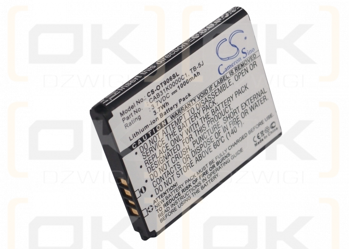 Alcatel One Touch 906 / CAB31K0000C1 1000 mAh Li-Ion 3,7 V (Cameron Sino)