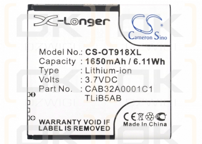 Alcatel Y853 / CAB32A0001C1 1650 mAh Li-Ion 3,7 V (Cameron Sino)