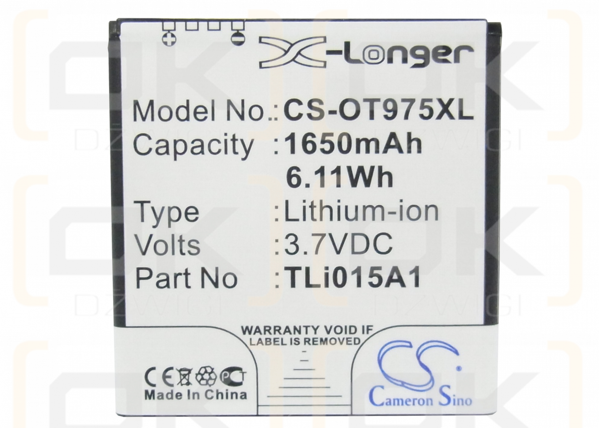 Vodafone 975N / TLi015A1 1650mAh Li-ion 3.7V (Cameron Sino)