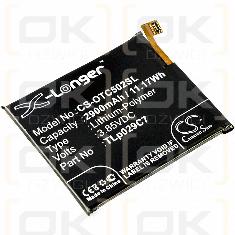 Alcatel OT-5026J / TLp029C7 2900 mAh Li-Polymer 3,85 V (Cameron Sino)