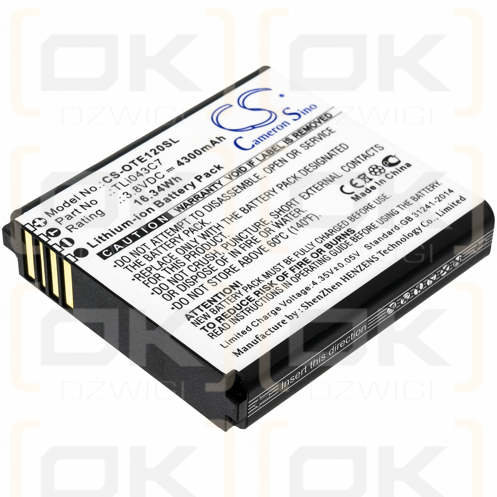 Alcatel EE120 / TLi043C7 4300mAh Li-ion 3.8V (Cameron Sino)