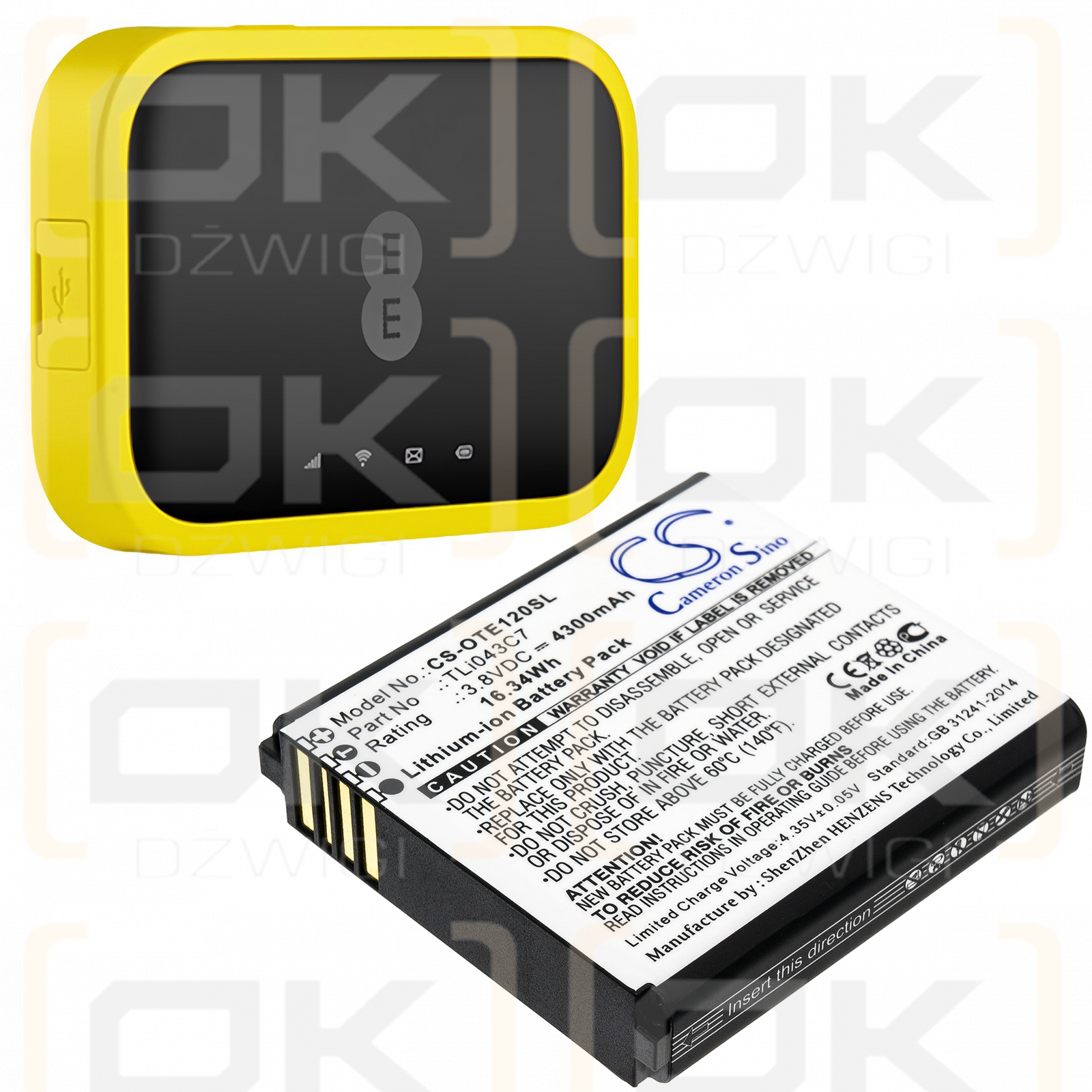 Alcatel EE120 / TLi043C7 4300mAh Li-ion 3.8V (Cameron Sino)