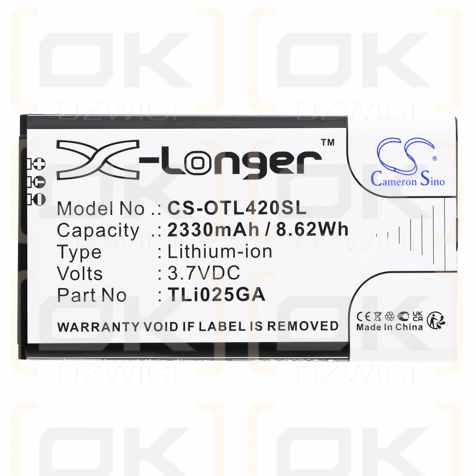 Alcatel MW42LM / TLi025GA 2330 mAh Li-Ion 3,7 V (Cameron Sino)