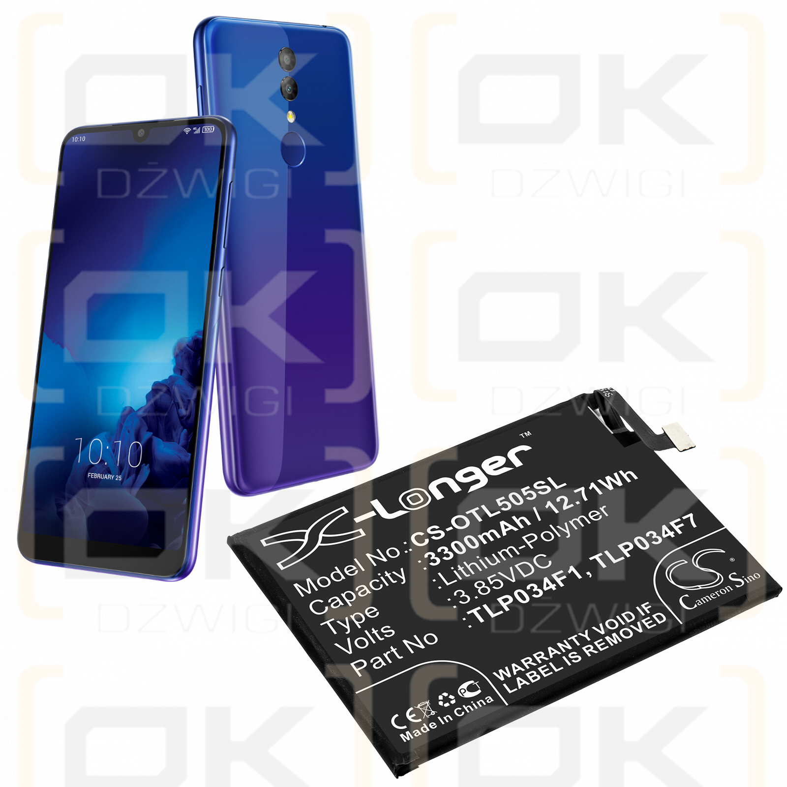 Alcatel 5039D / TLP034F1 3300 мАч литий-полимерный 3,85 В (Cameron Sino)