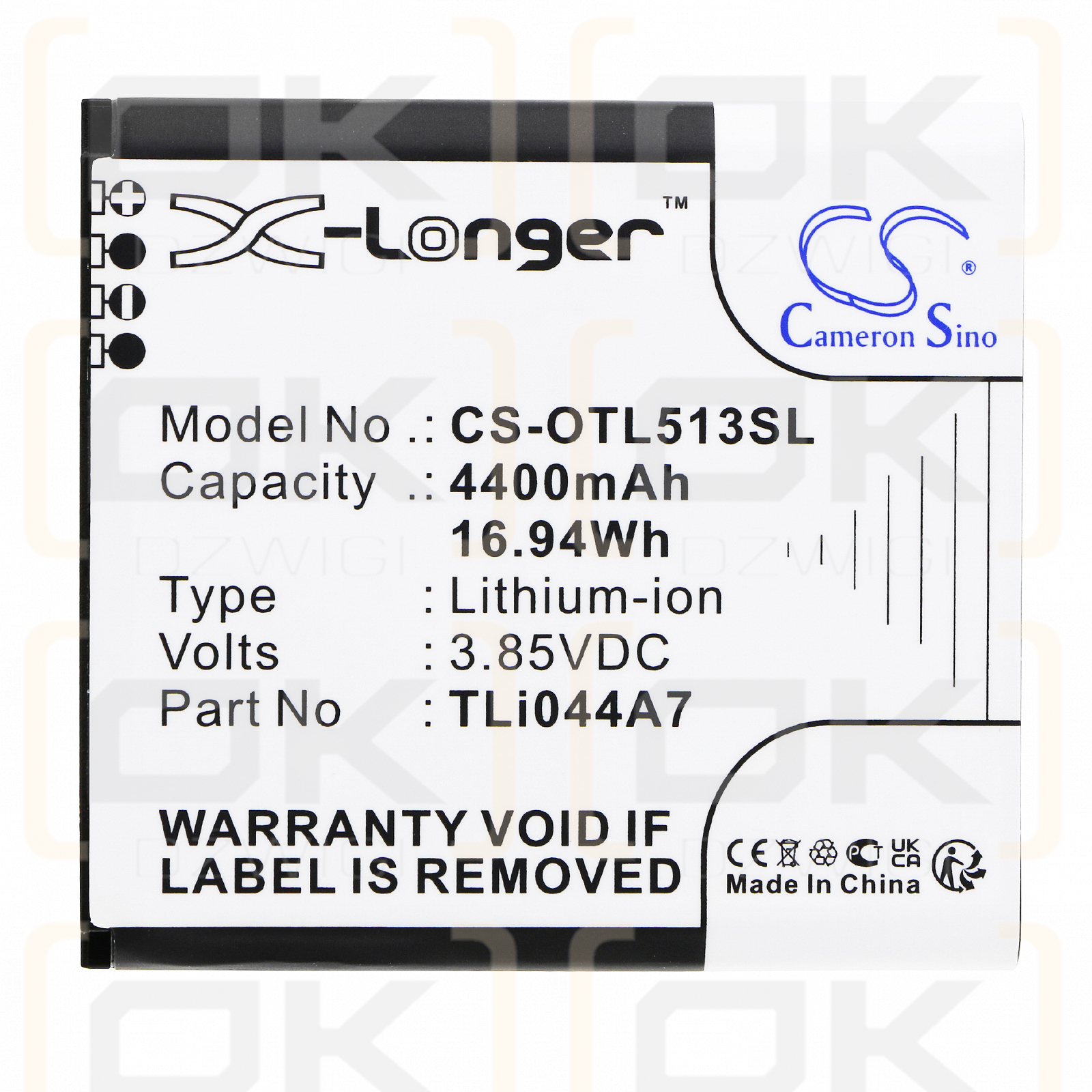 Alcatel MW513U / TLi044A7 4400mAh Li-ion 3.85V (Cameron Sino)