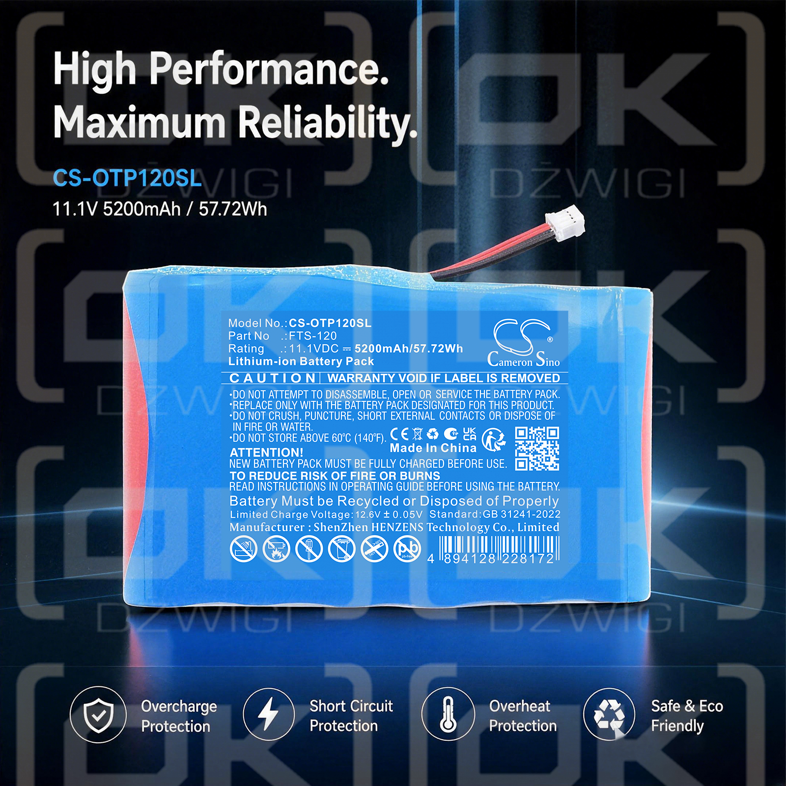 Bateria zamienna do OPWILL PFS-120 / FTS-120 5200 mAh Li-ion 11.1 V (Cameron Sino)