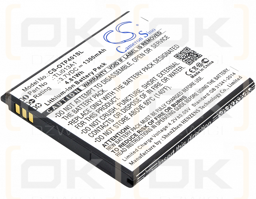 Alcatel OT-4017X / TLi013A1 1300 mAh Li-Ion 3,7 V (Cameron Sino)