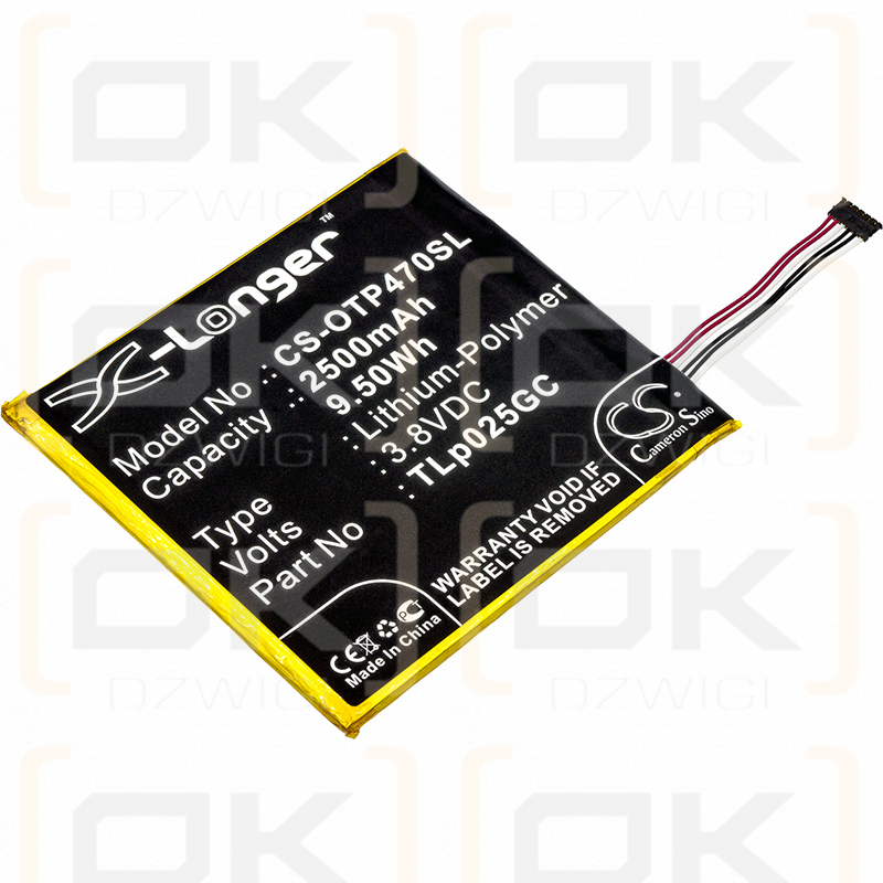 Alcatel OT-8063 / TLp025GC 2500 mAh Li-Polymer 3,8 V (Cameron Sino)