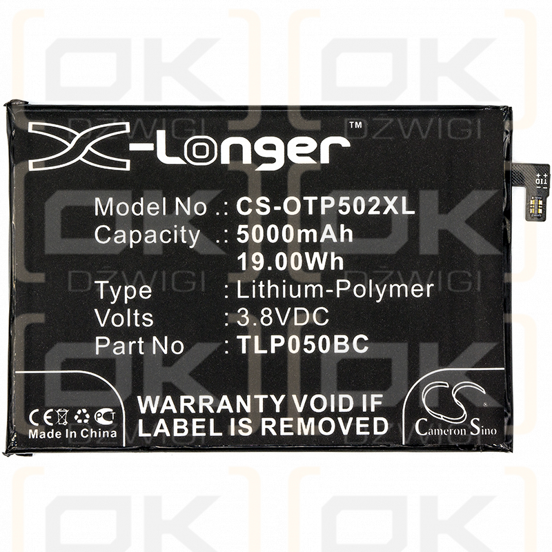 Alcatel 5023F / TLP050BC 5000 mAh Li-Polymer 3,8 V (Cameron Sino)