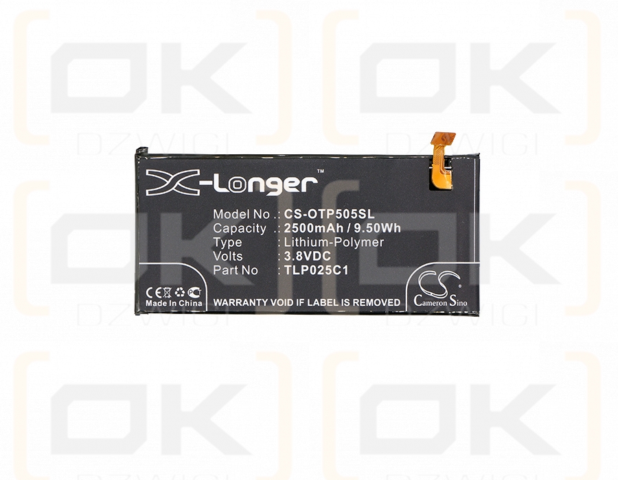 Alcatel OT-5056W / TLP025C1 2500 mAh Li-Polymer 3,8 V (Cameron Sino)