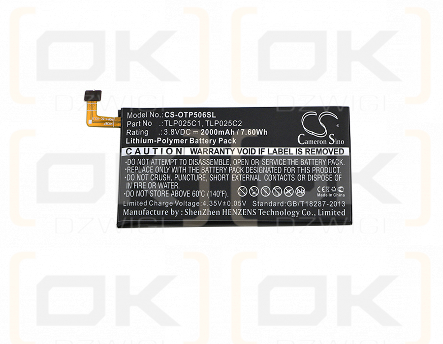 Alcatel OT-5056W / TLP025C1 2000 mAh Li-Polymer 3,8 V (Cameron Sino)