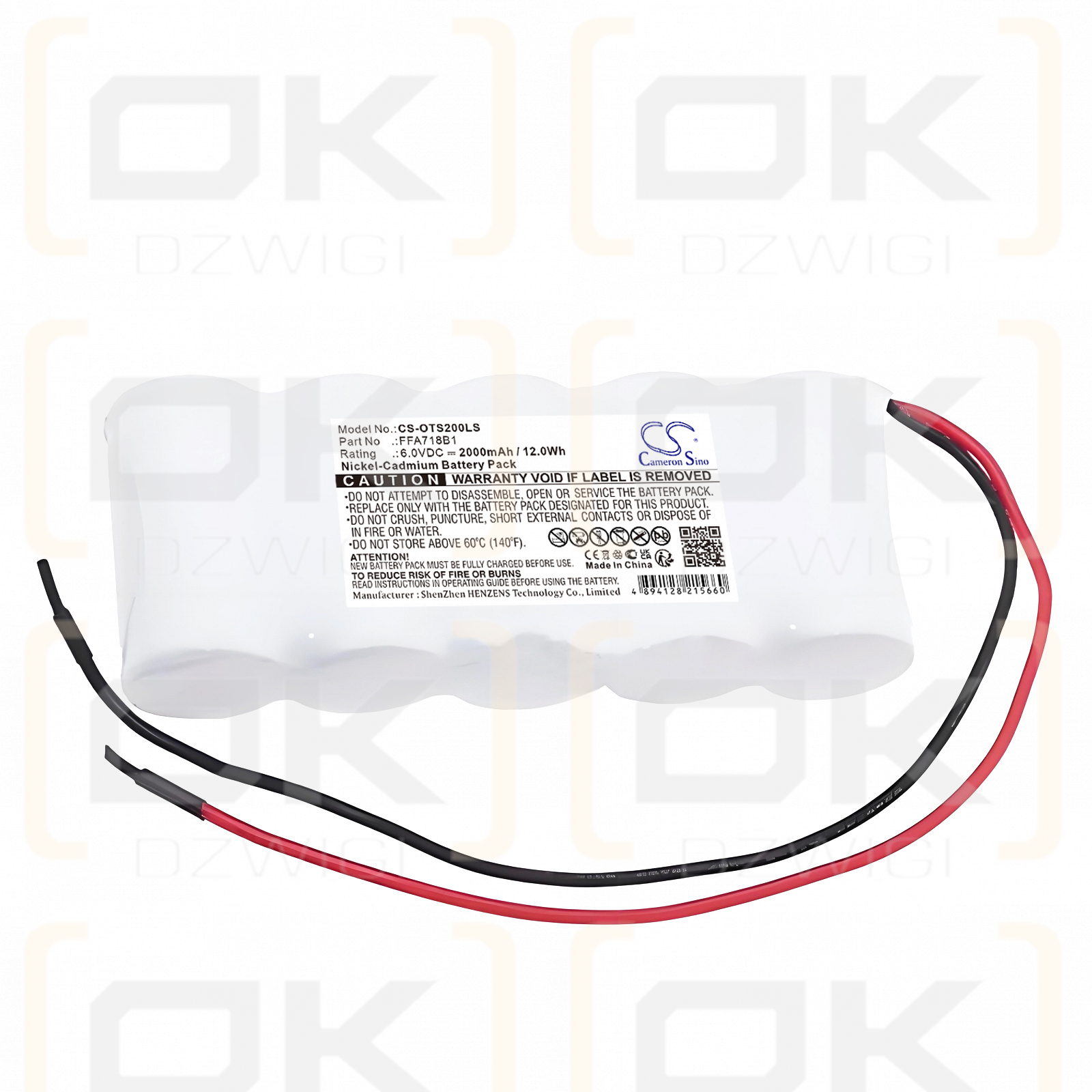 OTIS Emergency power supply ECU 2 / FFA718B1 2000mAh Ni-CD 6.0V (Cameron Sino)