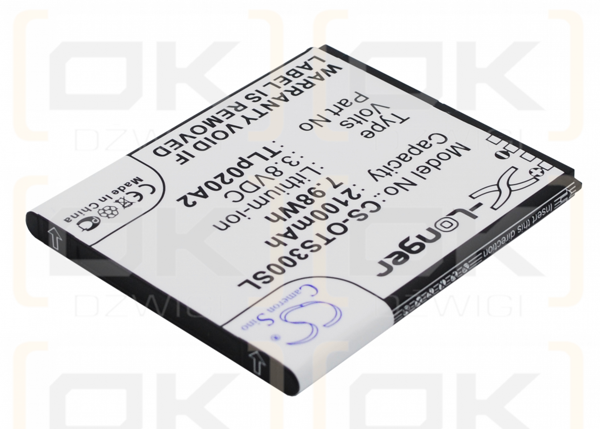 Alcatel 5065W-2DALUS2 / TLp020A2 2100 mAh Li-Ion 3,8 V (Cameron Sino)