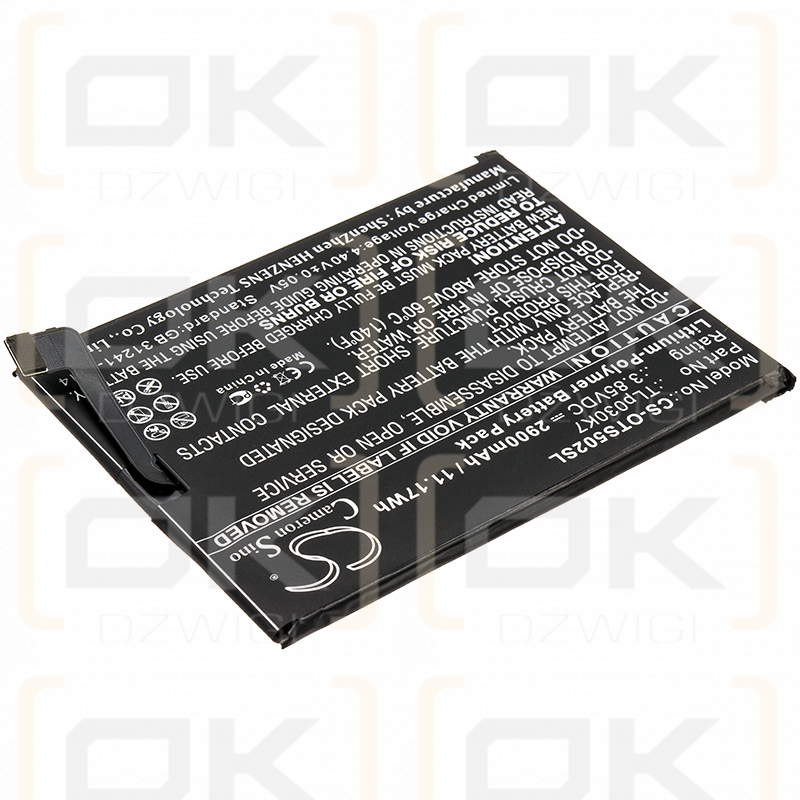 Alcatel OT-5024D / TLp030K7 2900mAh Li-Polymer 3.85V (Cameron Sino)