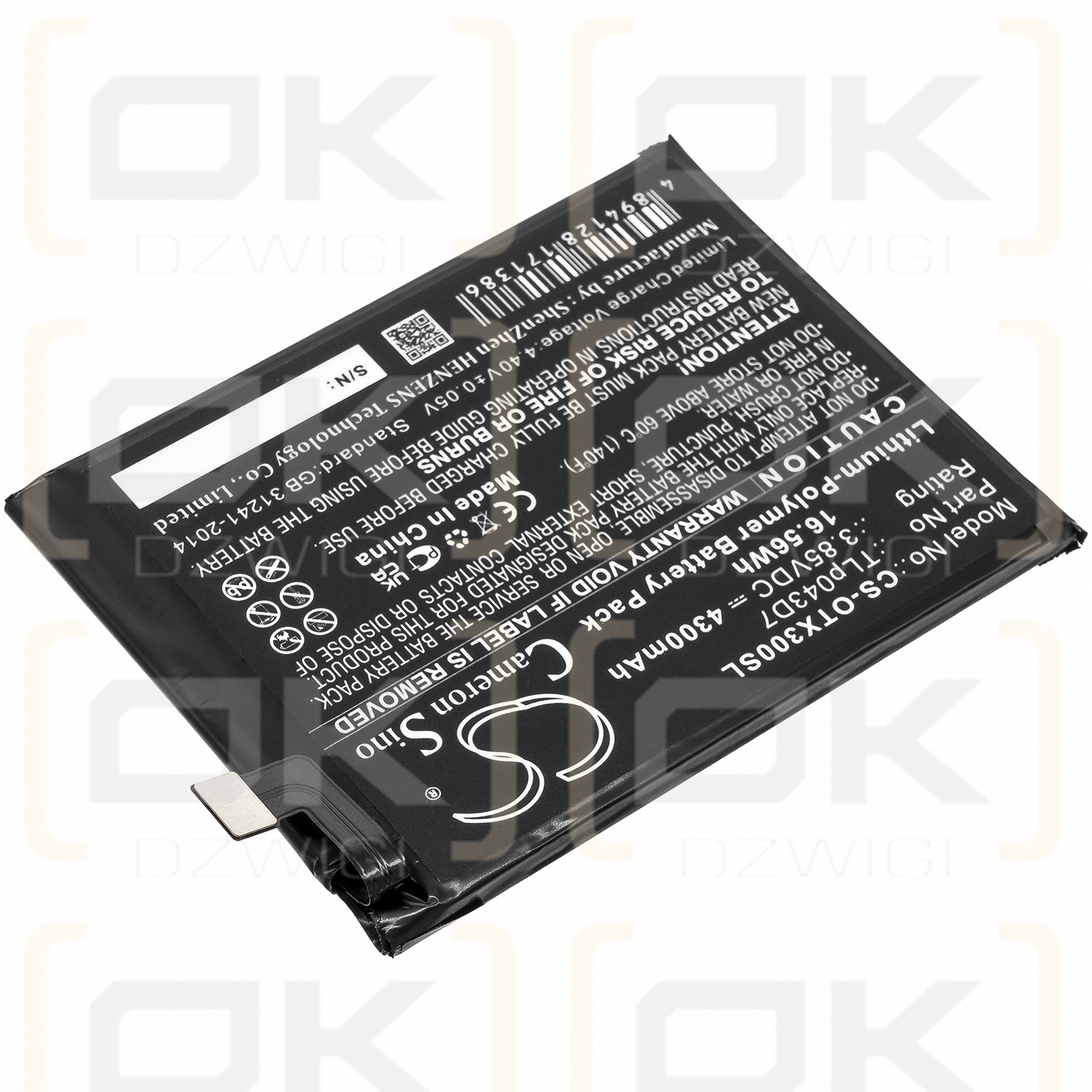 Alcatel OT-5061U / TLp043D7 4300 mAh Li-Polymer 3,85 V (Cameron Sino)