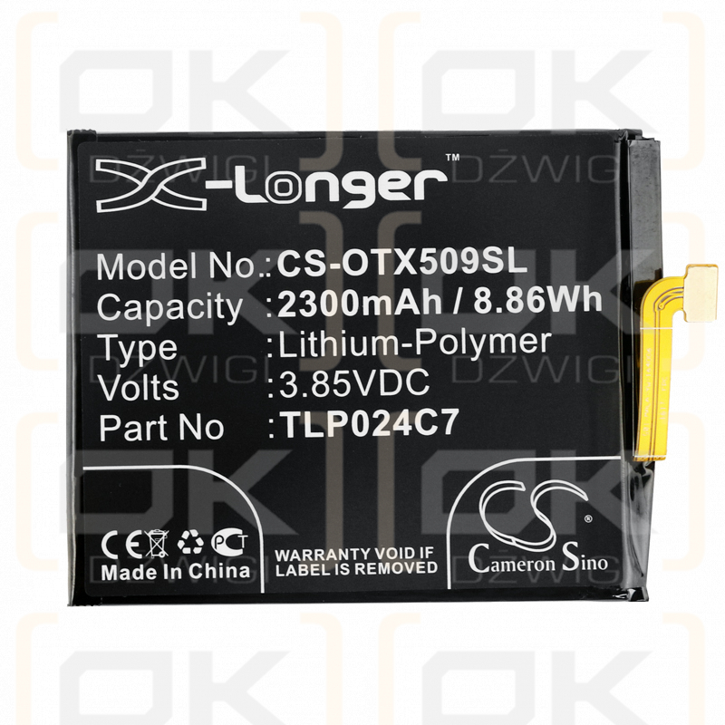 Alcatel OT-5059J / TLP024C7 2300 mAh Li-Polymer 3,85 V (Cameron Sino)