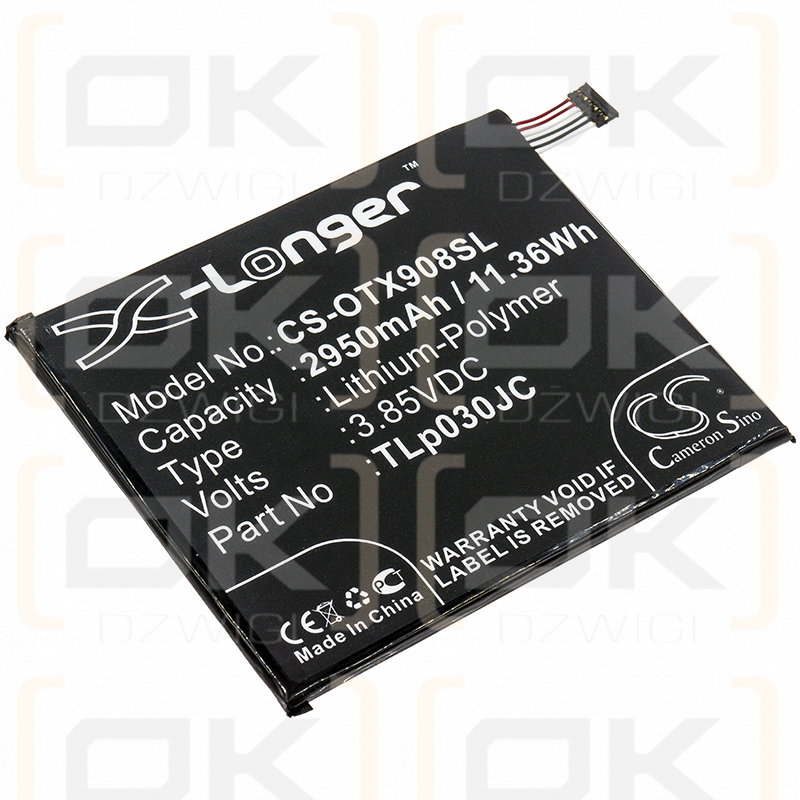 Alcatel OT-9008D / TLp030JC 2950 mAh Li-Polymer 3,85 V (Cameron Sino)