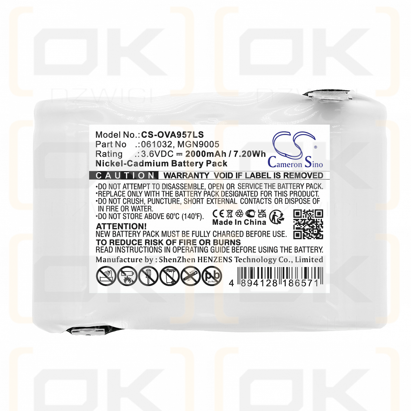 Legrand MXN0043 / 061032 2000 mAh Ni-CD 3,6 V (Cameron Sino)