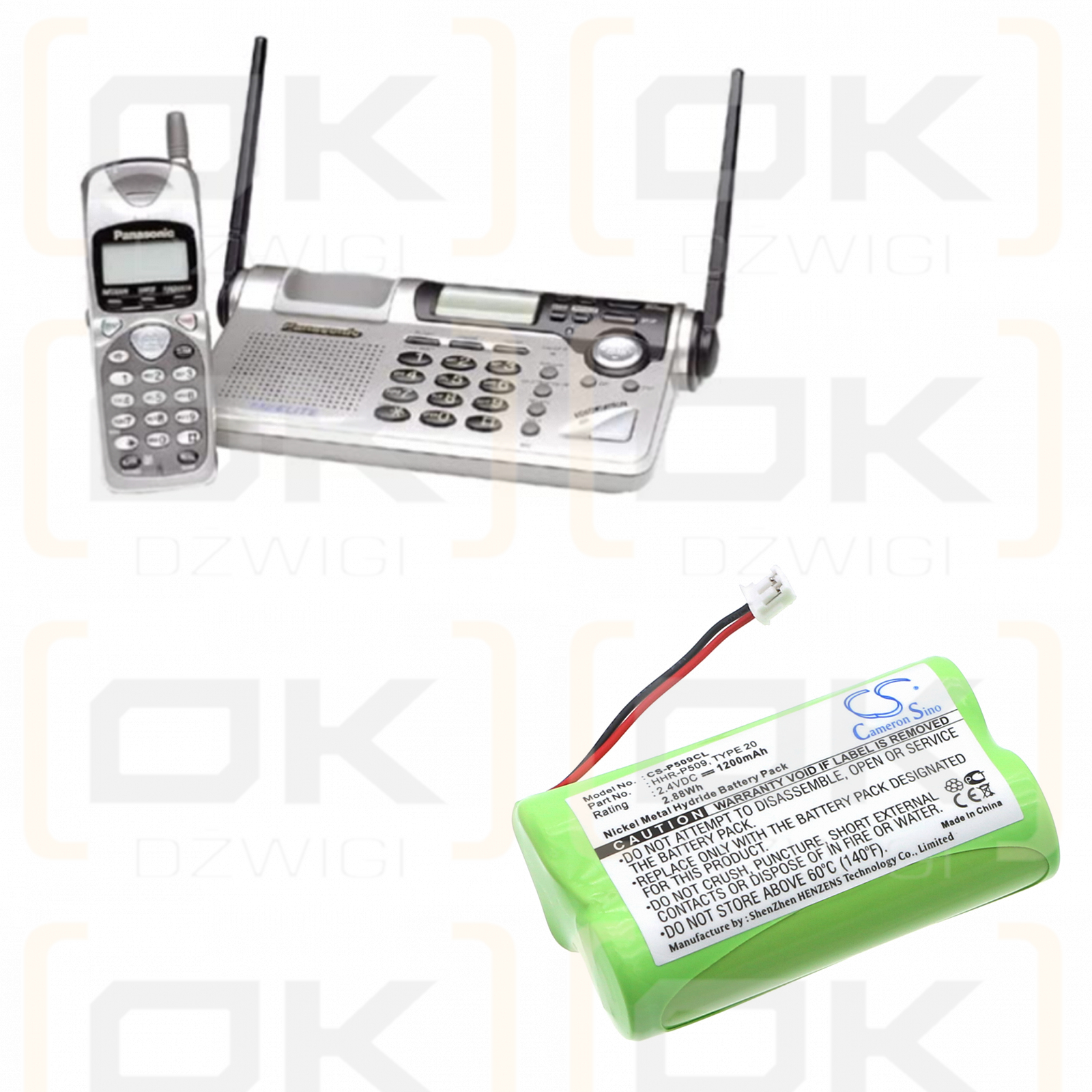 Panasonic KX-TG2690N / HHR-P509 1200 мАч Ni-MH 2,4 В (Cameron Sino)