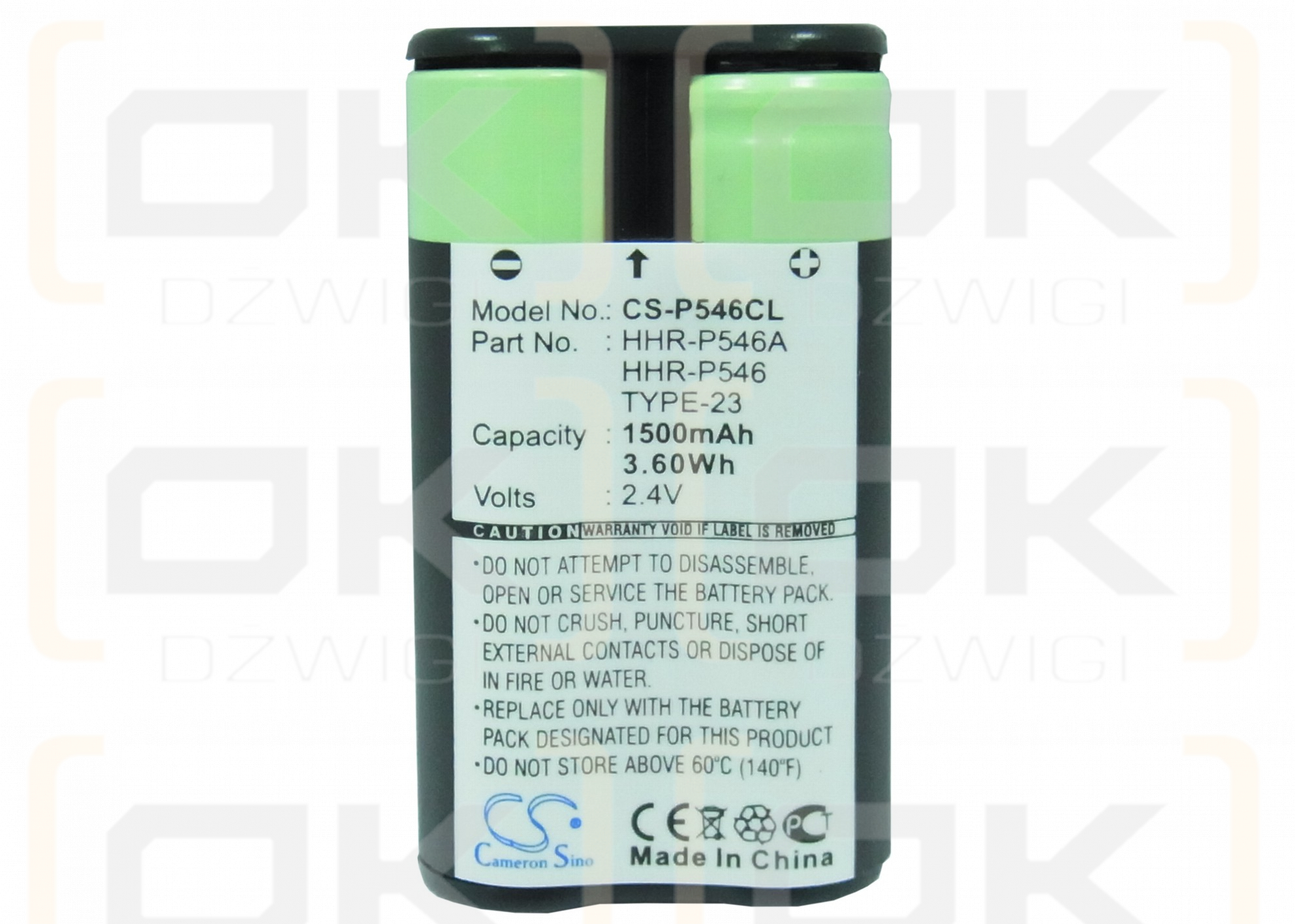 Panasonic PQWBTG1000N / HHR-P546 1500mAh Ni-MH 2.4V (Cameron Sino)