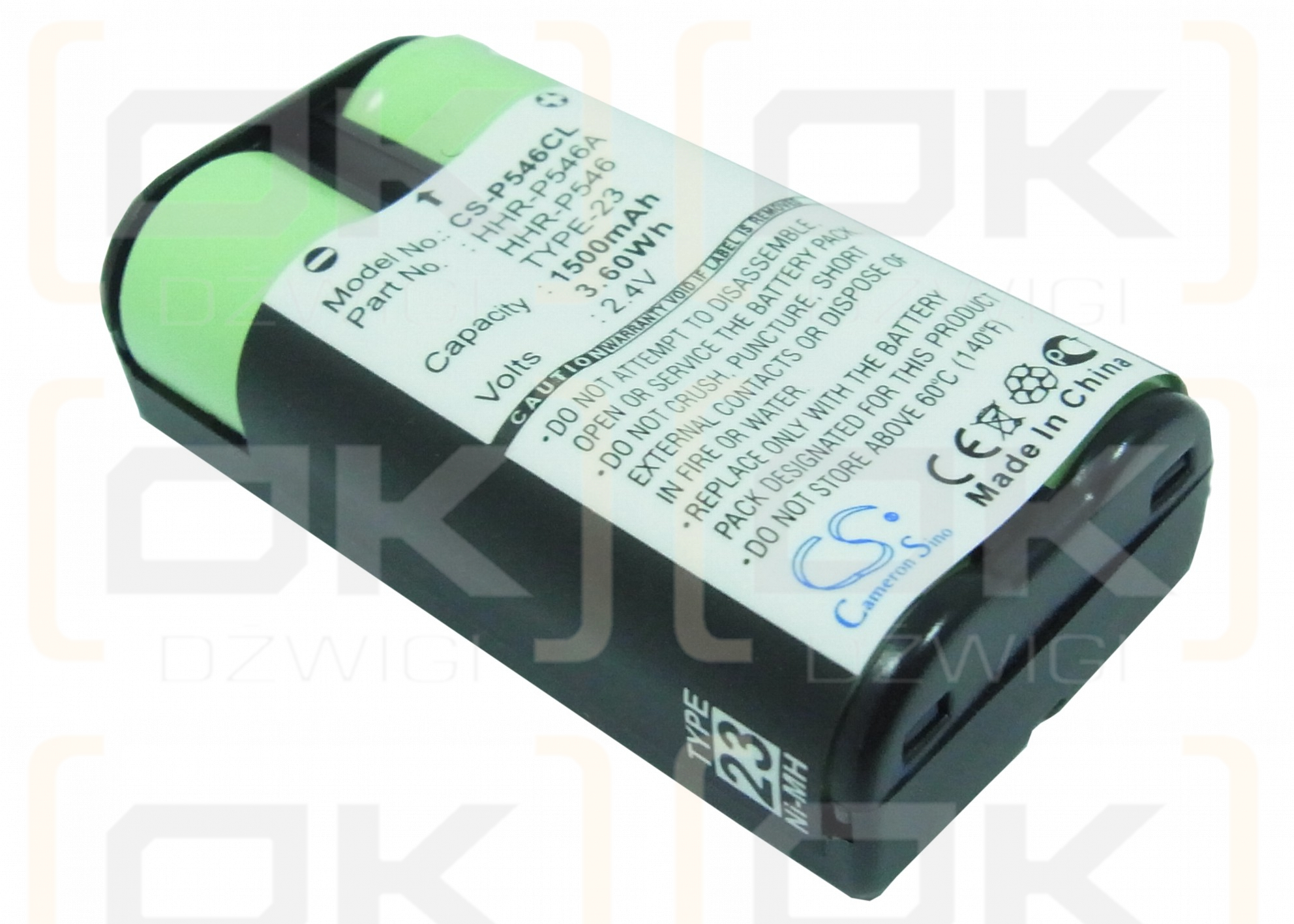 Panasonic PQWBTG1000N / HHR-P546 1500mAh Ni-MH 2.4V (Cameron Sino)