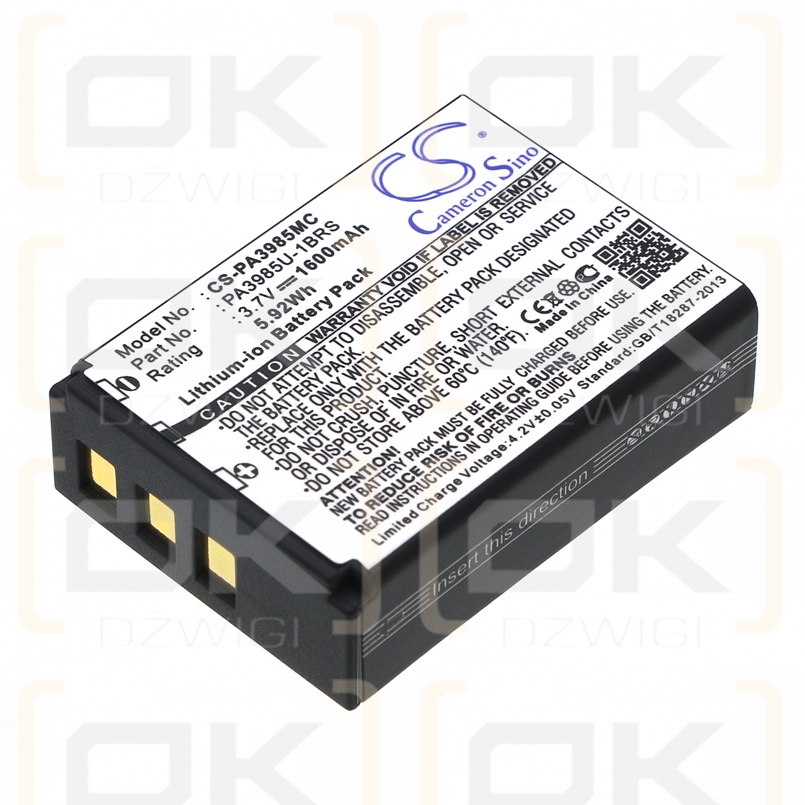 Toshiba Camileo X416 HD / PA3985 1600mAh Li-ion 3.7V (Cameron Sino)