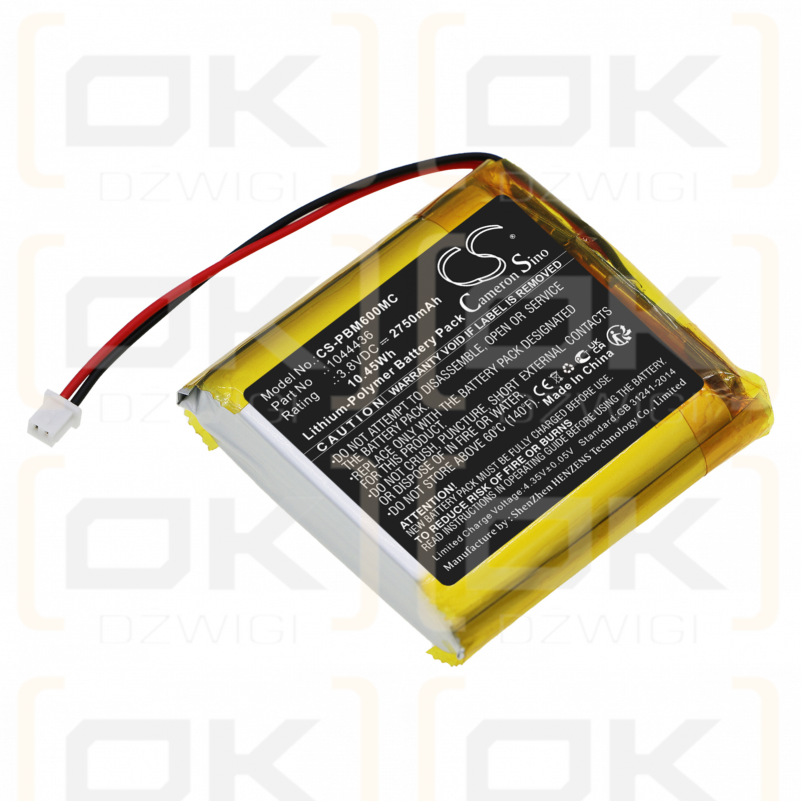 Pyle PPBCM6/1044436 2750mAh Li-Polímero 3.8V (Cameron Sino)