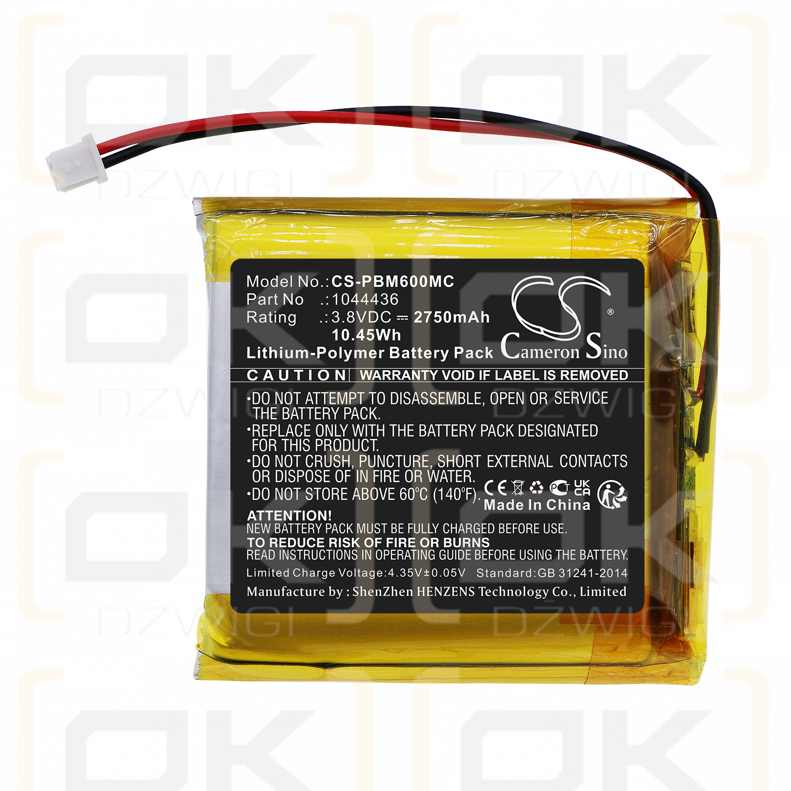 Pyle PPBCM6/1044436 2750mAh Li-Polímero 3.8V (Cameron Sino)